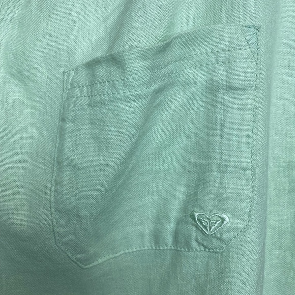 Roxy Womenʻs Relaxed Fit Drawstring Waist Mint Green Linen Blend Pants Large - Picture 5 of 6